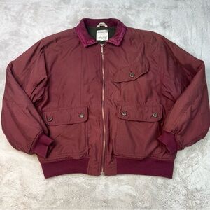 Abercrombie & Fitch Vintage Bomber Jacket Mens Large 90s Y2K Wool Lined Maroon